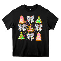 Black Christmas Trees And Bow Heavy Core Tee - CowhideDigitalArt
