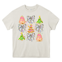 Cream Christmas Trees And Bow Heavy Core Tee - CowhideDigitalArt