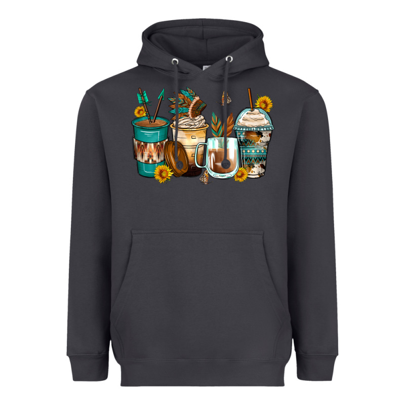 Indian Headdress Coffee Cups Heavyweight Hoodie by Zillion Design Studio | Teevron