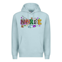 Blue Mist mardi gras nurse leopard cowhide glitter Premium Hoodie - Artiststas
