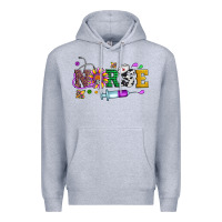 Heather Grey mardi gras nurse leopard cowhide glitter Premium Hoodie - Artiststas