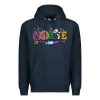 Navy mardi gras nurse leopard cowhide glitter Premium Hoodie - Artiststas
