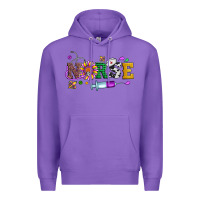 Purple mardi gras nurse leopard cowhide glitter Premium Hoodie - Artiststas
