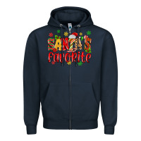 Navy santa's favorite Zipper Hoodie - MaliasSmallBusiness