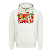 Oatmeal Heather santa's favorite Zipper Hoodie - MaliasSmallBusiness