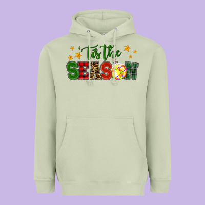 'tis The Season Softball Christmas Heavyweight Hoodie Designed By Ranaportraitstore