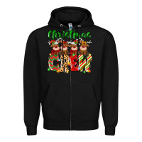 Black christmas crew  deer Zipper Hoodie - MaliasSmallBusiness