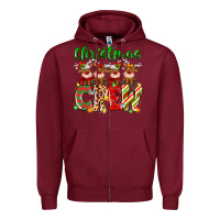 Burgundy christmas crew  deer Zipper Hoodie - MaliasSmallBusiness