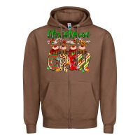 Chestnut christmas crew  deer Zipper Hoodie - MaliasSmallBusiness