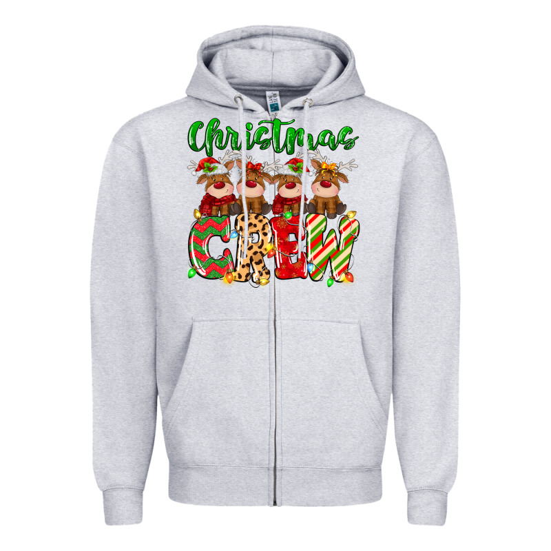 Christmas Crew  Deer Zipper Hoodie by MaliasSmallBusiness | Teevron