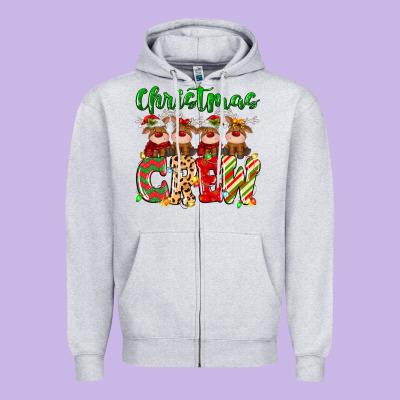 Zipper Hoodie christmas crew  deer