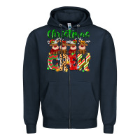 Navy christmas crew  deer Zipper Hoodie - MaliasSmallBusiness