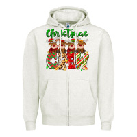 Oatmeal Heather christmas crew  deer Zipper Hoodie - MaliasSmallBusiness
