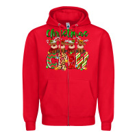 Red christmas crew  deer Zipper Hoodie - MaliasSmallBusiness