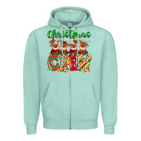 Seafoam christmas crew  deer Zipper Hoodie - MaliasSmallBusiness