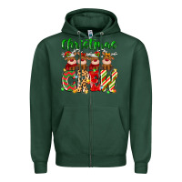 Sports Green christmas crew  deer Zipper Hoodie - MaliasSmallBusiness