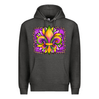 Charcoal Heather mardi gras fleur de lis sunflower leopard Premium Hoodie - Artiststas