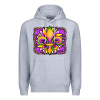 Heather Grey mardi gras fleur de lis sunflower leopard Premium Hoodie - Artiststas