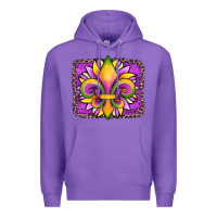 Purple mardi gras fleur de lis sunflower leopard Premium Hoodie - Artiststas