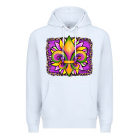 White mardi gras fleur de lis sunflower leopard Premium Hoodie - Artiststas