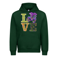 Forest Green mardi gras love mask Urban Hoodie - BarkalooDesign