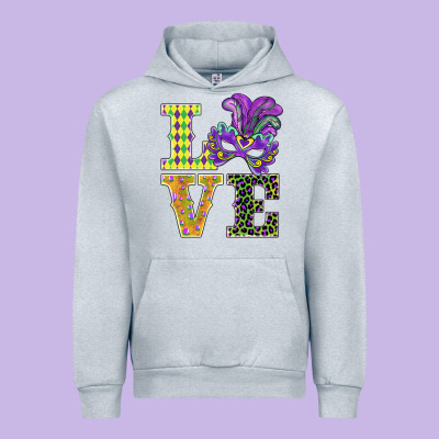 Mardi Gras Love Mask Urban Hoodie Designed By Barkaloodesign