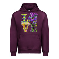 Mauve Wine mardi gras love mask Urban Hoodie - BarkalooDesign
