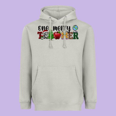 One Merry Teacher Heavyweight Hoodie Designed By Ranaportraitstore