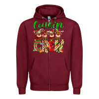 Burgundy cousin crew christmas deer Zipper Hoodie - MaliasSmallBusiness