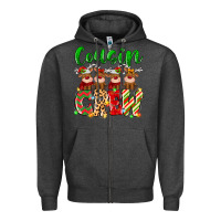 Charcoal Heather cousin crew christmas deer Zipper Hoodie - MaliasSmallBusiness