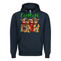 Navy cousin crew christmas deer Zipper Hoodie - MaliasSmallBusiness