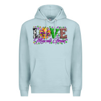 Blue Mist love mardi gras fleur de lis sunflower leopard and beads Premium Hoodie - Artiststas
