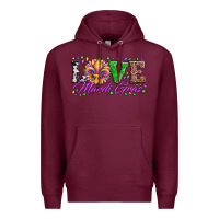Burgundy love mardi gras fleur de lis sunflower leopard and beads Premium Hoodie - Artiststas