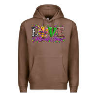 Chestnut love mardi gras fleur de lis sunflower leopard and beads Premium Hoodie - Artiststas