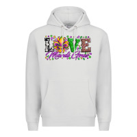 Dove Grey love mardi gras fleur de lis sunflower leopard and beads Premium Hoodie - Artiststas