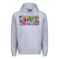 Heather Grey love mardi gras fleur de lis sunflower leopard and beads Premium Hoodie - Artiststas