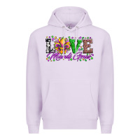 Lilac love mardi gras fleur de lis sunflower leopard and beads Premium Hoodie - Artiststas