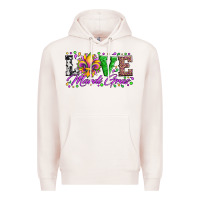 Pale Pink love mardi gras fleur de lis sunflower leopard and beads Premium Hoodie - Artiststas