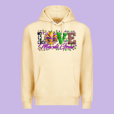 Love Mardi Gras Fleur De Lis Sunflower Leopard And Beads Premium Hoodie Designed By Artiststas