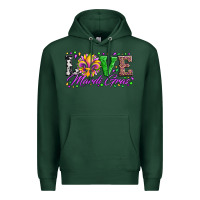 Sports Green love mardi gras fleur de lis sunflower leopard and beads Premium Hoodie - Artiststas