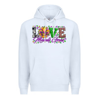 White love mardi gras fleur de lis sunflower leopard and beads Premium Hoodie - Artiststas