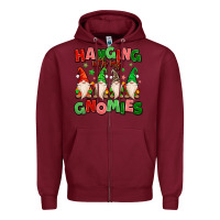 Burgundy hanging with my gnomies Zipper Hoodie - MaliasSmallBusiness