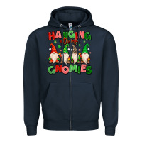 Navy hanging with my gnomies Zipper Hoodie - MaliasSmallBusiness