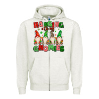 Oatmeal Heather hanging with my gnomies Zipper Hoodie - MaliasSmallBusiness