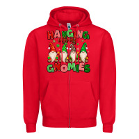 Red hanging with my gnomies Zipper Hoodie - MaliasSmallBusiness