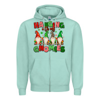 Seafoam hanging with my gnomies Zipper Hoodie - MaliasSmallBusiness