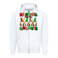 White hanging with my gnomies Zipper Hoodie - MaliasSmallBusiness