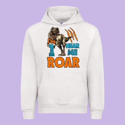I'm One Hear Me Roar Dinosaur Birthday Urban Hoodie Designed By Lillyallendesigns