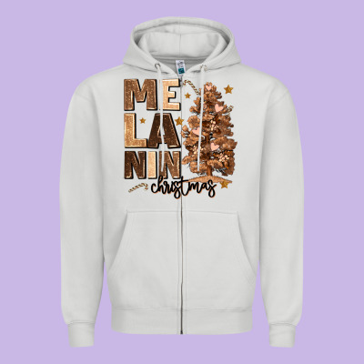 Zipper Hoodie melanin christmas with christmas tree