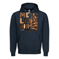 Navy melanin christmas with christmas tree Zipper Hoodie - MaliasSmallBusiness